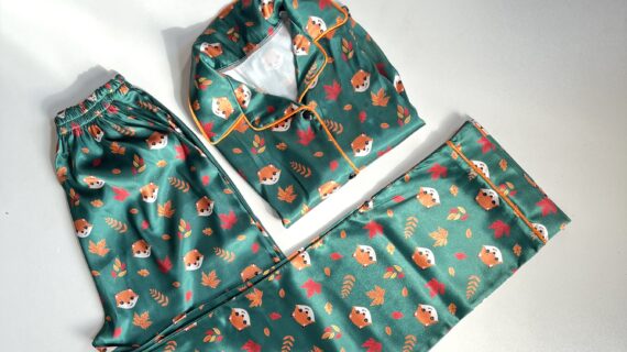 ست کت و شلوار آستین کوتاه ساتن طرح شازده کوچولو