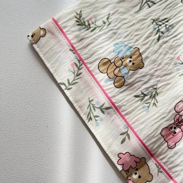 ست بلوز و شلوار و شلوارک نخی موسلین طرح خرس مهربون - Image 7