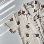 ست بلوز و شلوار راحتی موسلین طرح خرس رمانتیک - Image 5