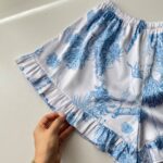 تاپ و شلوارک ساتن طرح blue forest - Image 5