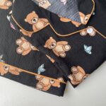 ست بلوز و شلوارک راحتی موسلین طرح تدی مشکی - Image 7