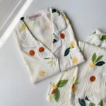 ست بلوز و شلوار راحتی موسلین طرح باغ پرتقال