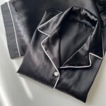 بلوز آستین کوتاه و شلوار ساتن رنگ مشکی - Image 8