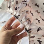 تاپ و شلوارک ساتن طرح پاپیون قهوه ای - Image 4