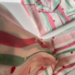 ست بلوز آستین کوتاه و شلوار نخی موسلین طرح راه راه و ستاره - Image 2